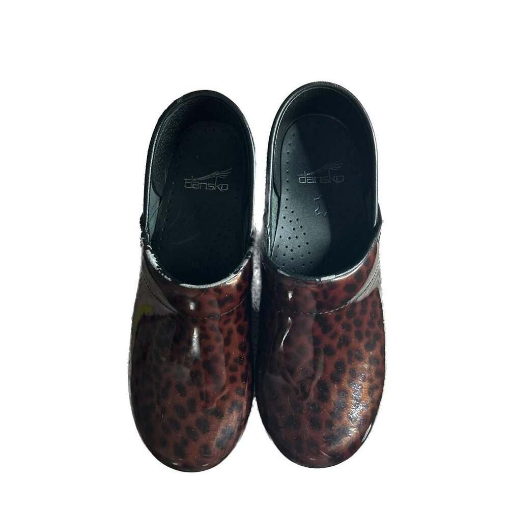 Dansko Professional Animal Print Patent Leather Clogs Size 40
